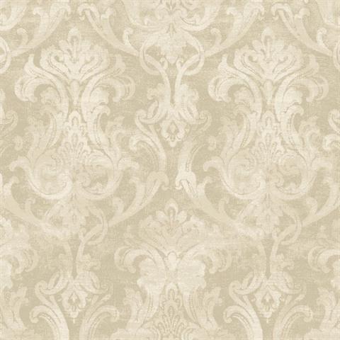 ARS26038 | Beige Elsa Damask Wallpaper | TotalWallcovering.Com